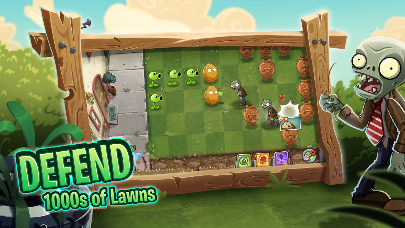 植物大战僵尸草坪防守场景